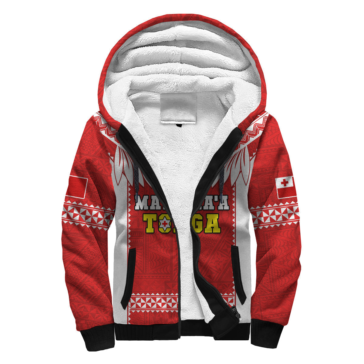 Tonga Rugby Sherpa Hoodie Mate Maa Tonga Pacific Ngatu White