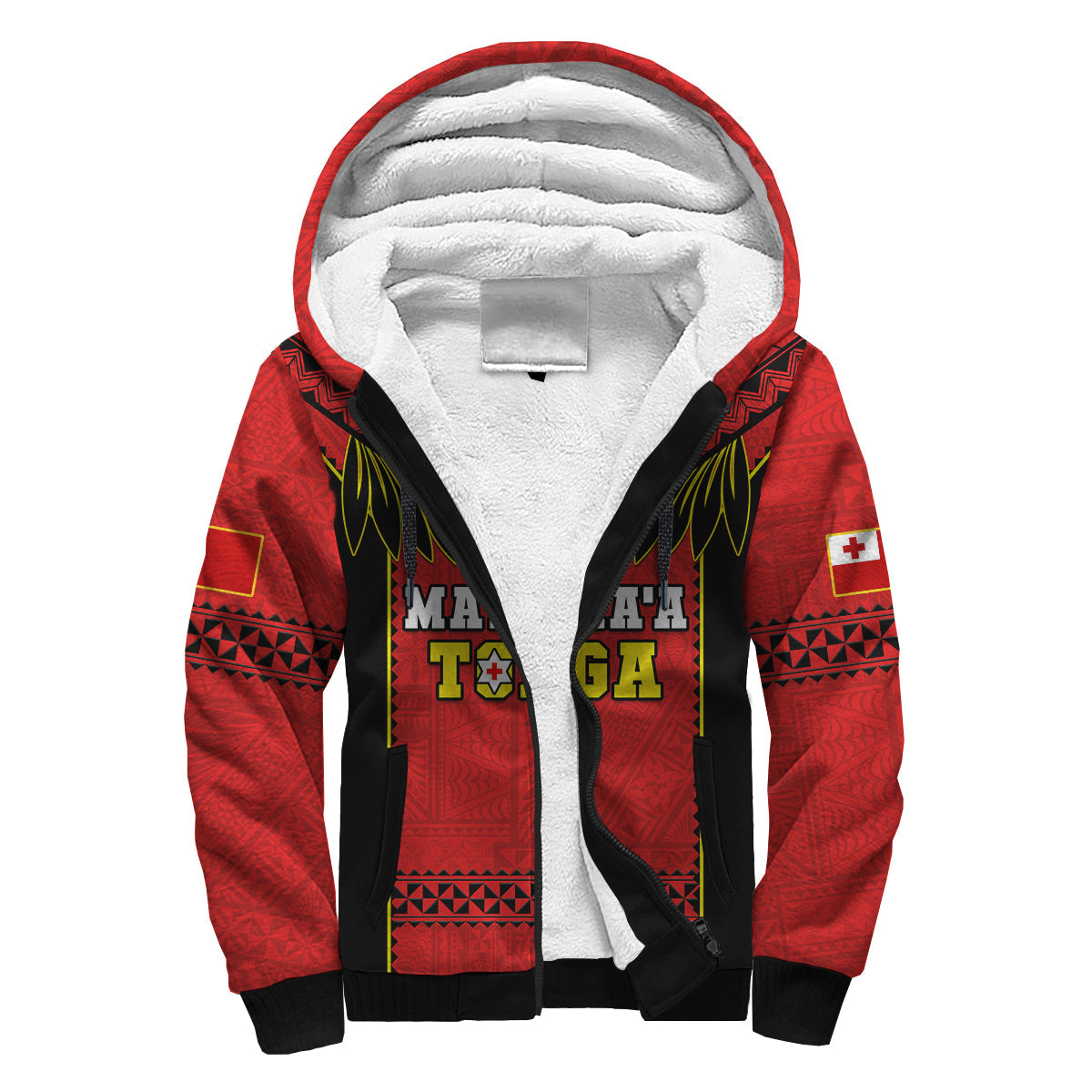 Tonga Rugby Sherpa Hoodie Mate Maa Tonga Pacific Ngatu Black