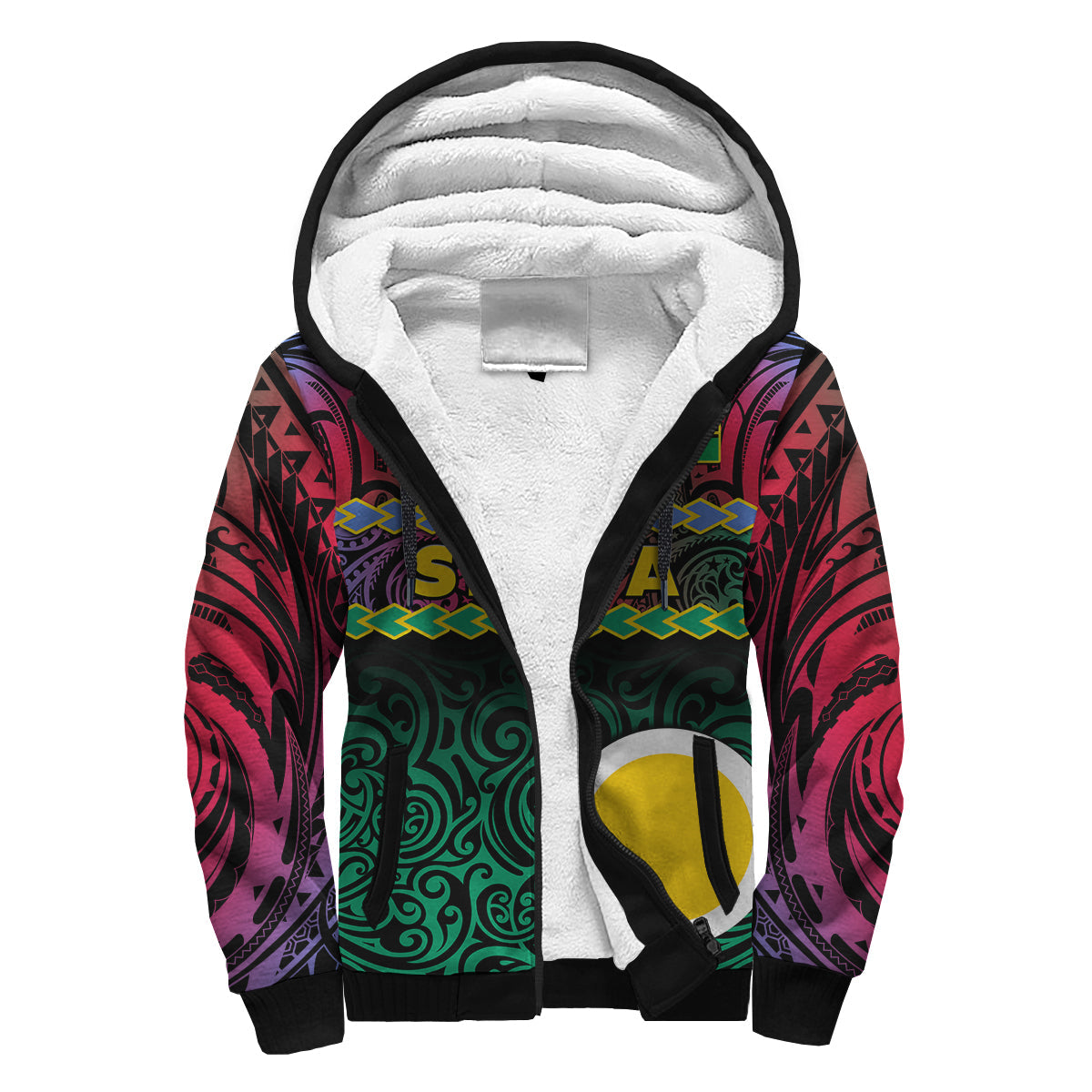 (Custom Personalised) Shefa Province Sherpa Hoodie Vanuatu Pig Tusk Polynesian Flag Style
