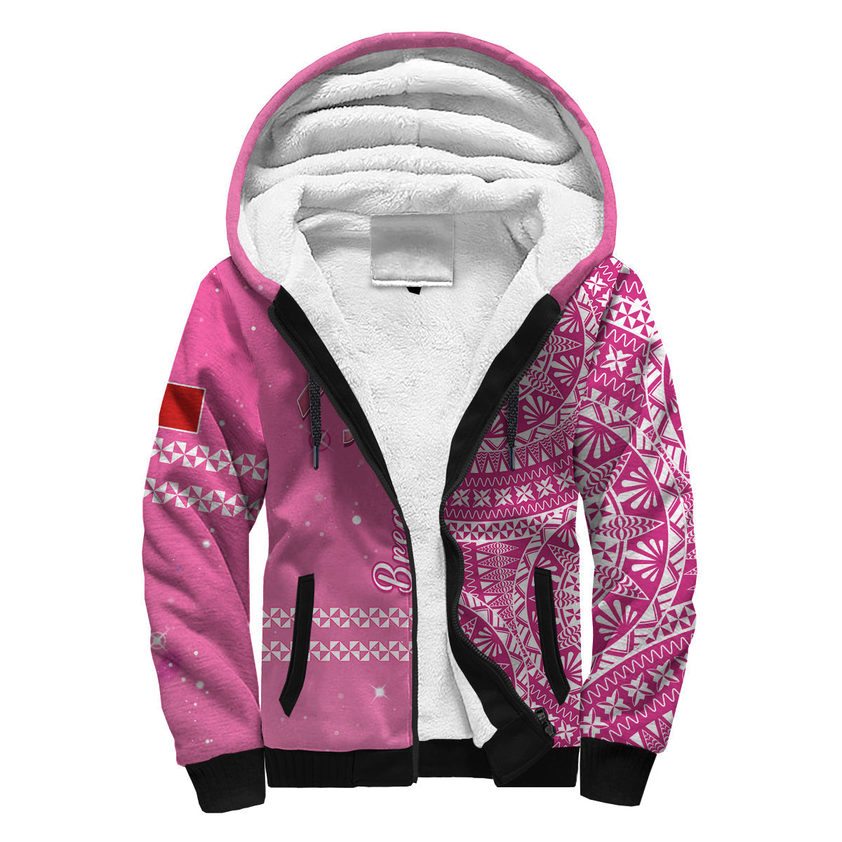 (Custom Personalised) Tonga Breast Cancer Shepa Hoodie Tongan Ngatu Pattern No One Fights Alone