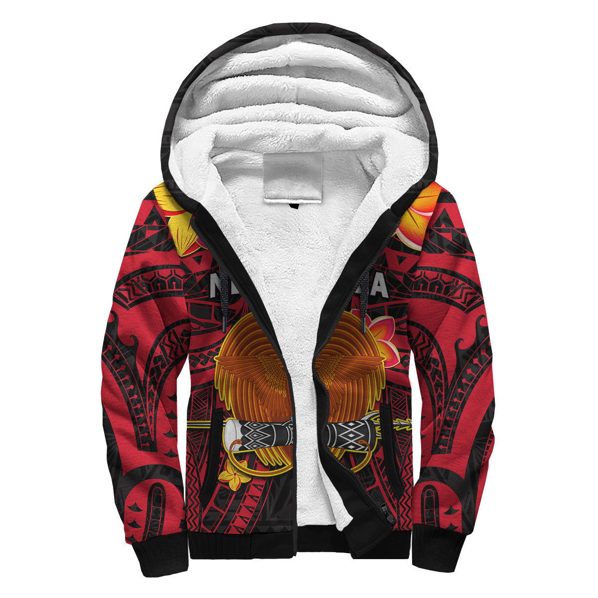 (Custom Personalised) Papua New Guinea Sherpa Hoodie PNG Bird Of Paradise Polynesian Pattern