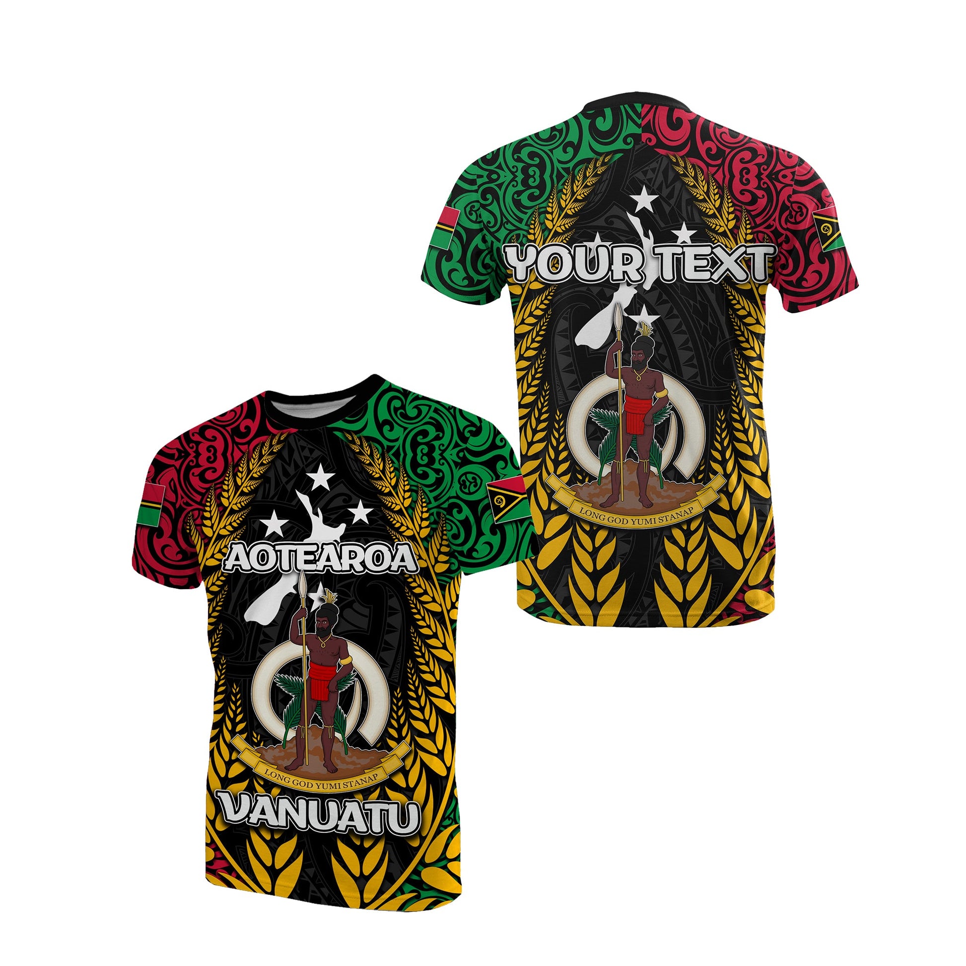 (Custom Personalised) Vanuatu T Shirt Mix Maori Aotearoa