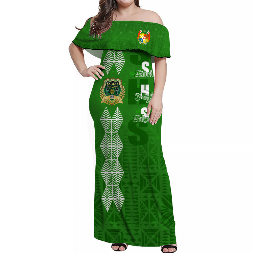 Tonga Saineha High School Hibiscus Off Shoulder Long Dress SHS Old Girls