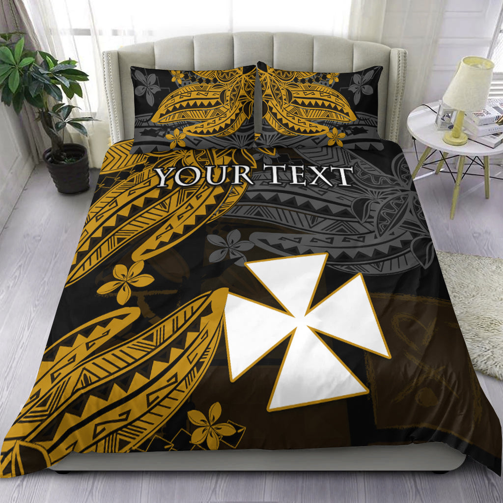 (Custom Personalised) Wallis and Futuna Bedding Set Enjoy Polynesian Flowers Version Gold