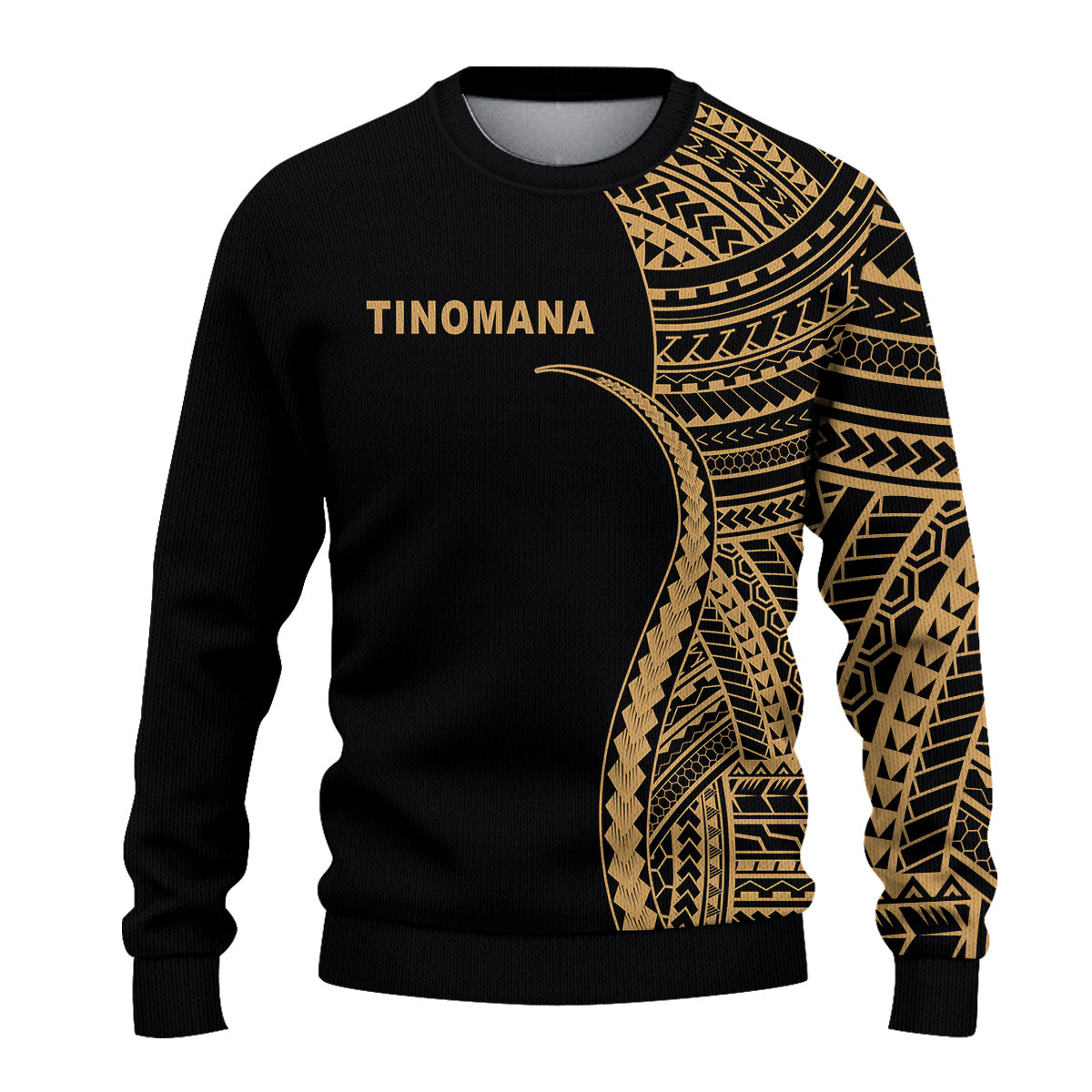 TINOMANA Sweatshirt Gold Polynesian Tentacle Tribal Pattern