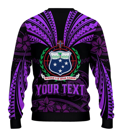 Custom Personalised Samoa Tatau Sweater Purple Polynesian Ula Nifo