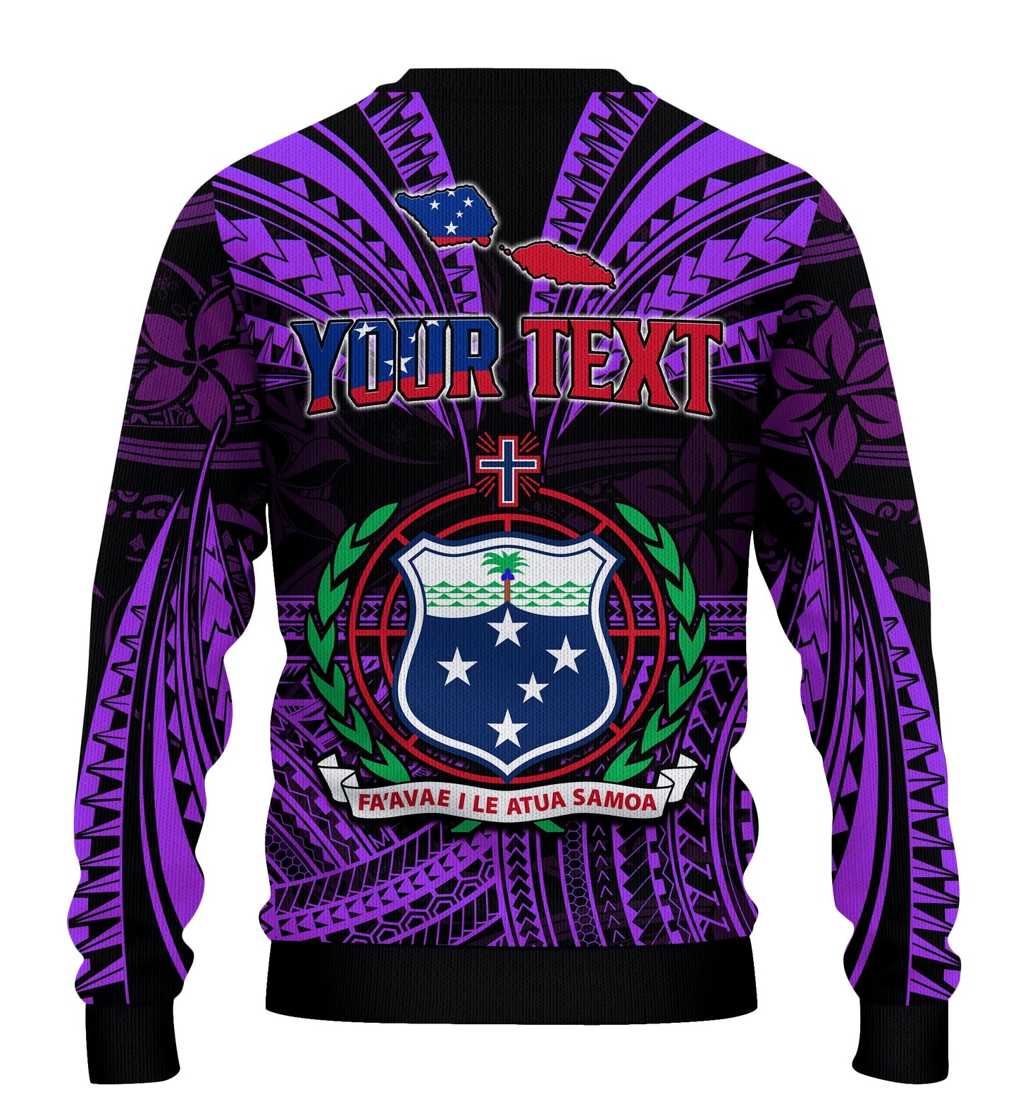 Custom Personalised Samoa Tatau Sweater Purple Polynesian Proud Samoan
