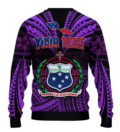 Custom Personalised Samoa Tatau Sweater Purple Polynesian Proud Samoan
