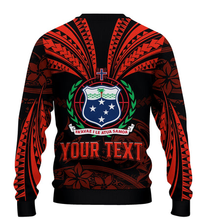 Custom Personalised Samoa Tatau Sweater Red Polynesian Ula Nifo