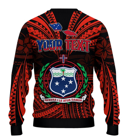 Custom Personalised Samoa Tatau Sweater Red Polynesian Proud Samoan