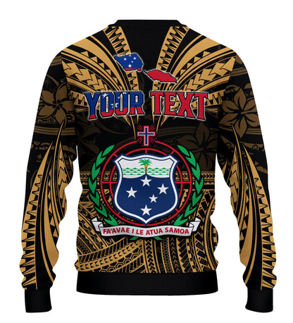 Custom Personalised Samoa Tatau Sweater Gold Polynesian Proud Samoan