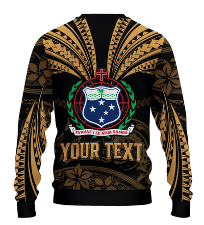 Custom Personalised Samoa Tatau Sweater Gold Polynesian Ula Nifo