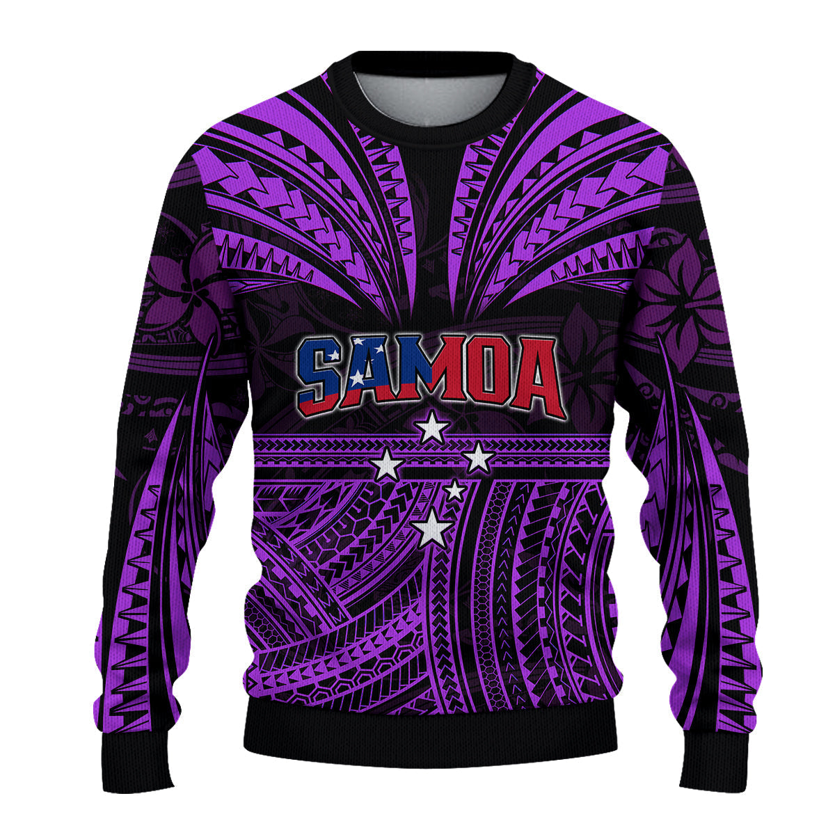 Custom Personalised Samoa Tatau Sweater Purple Polynesian Proud Samoan