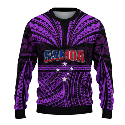 Custom Personalised Samoa Tatau Sweater Purple Polynesian Proud Samoan