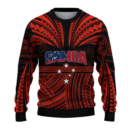 Custom Personalised Samoa Tatau Sweater Red Polynesian Proud Samoan