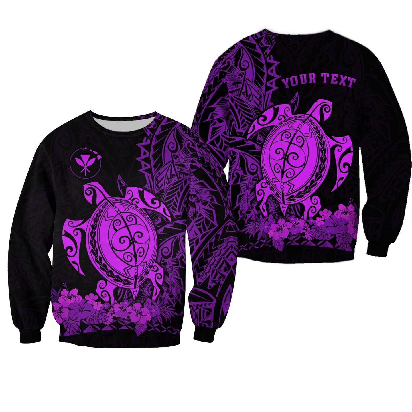 Custom Personalised Hawaii Polynesian Sweatshirt Purple Sea Turtles Hawaiian