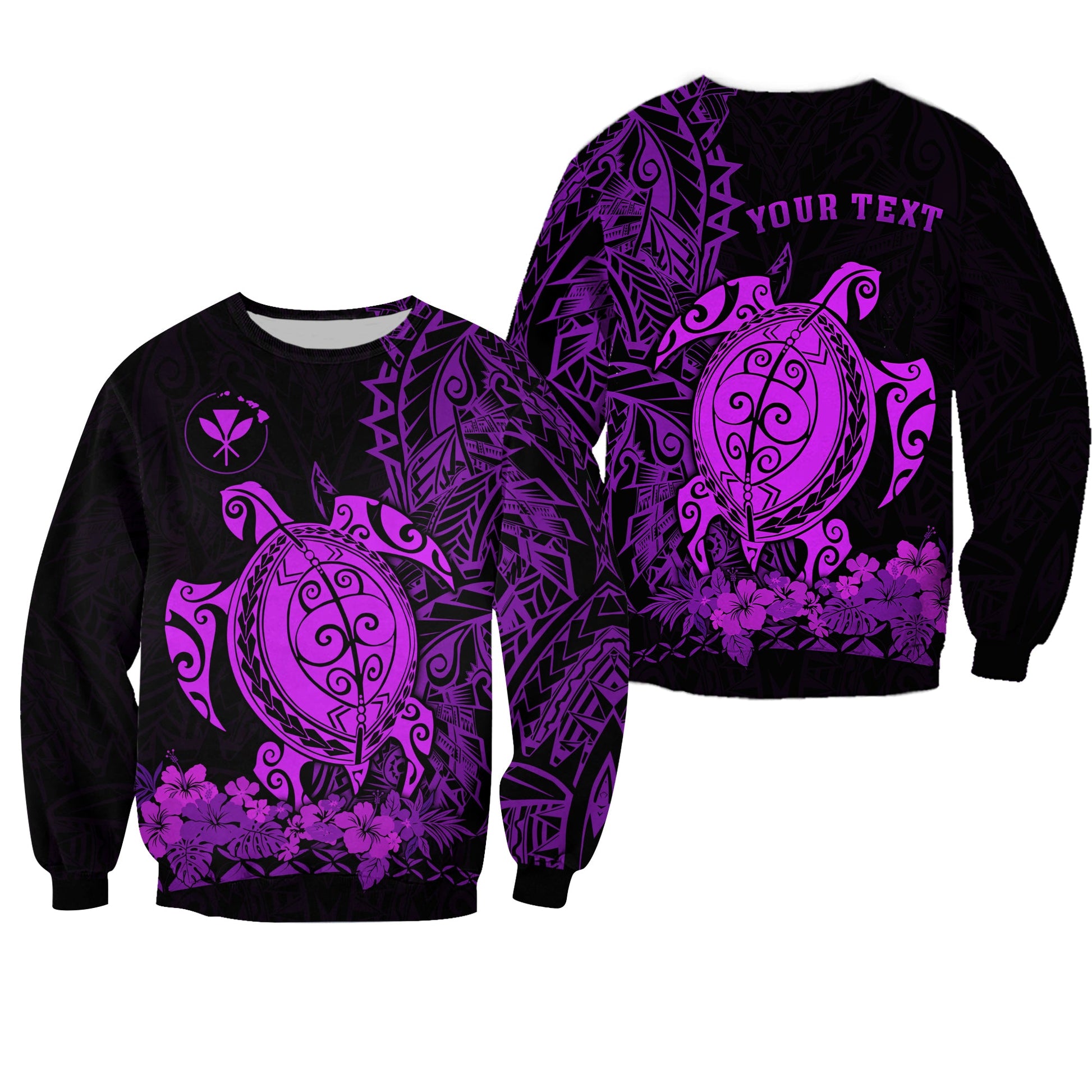 Custom Personalised Hawaii Polynesian Sweatshirt Purple Sea Turtles Hawaiian
