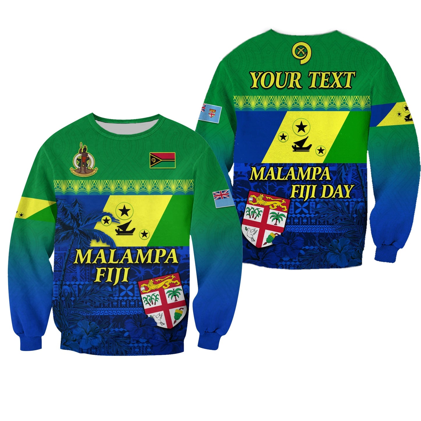Custom Personalised Malampa Fiji Day Sweatshirt Vanuatu Polynesia mix Flowers