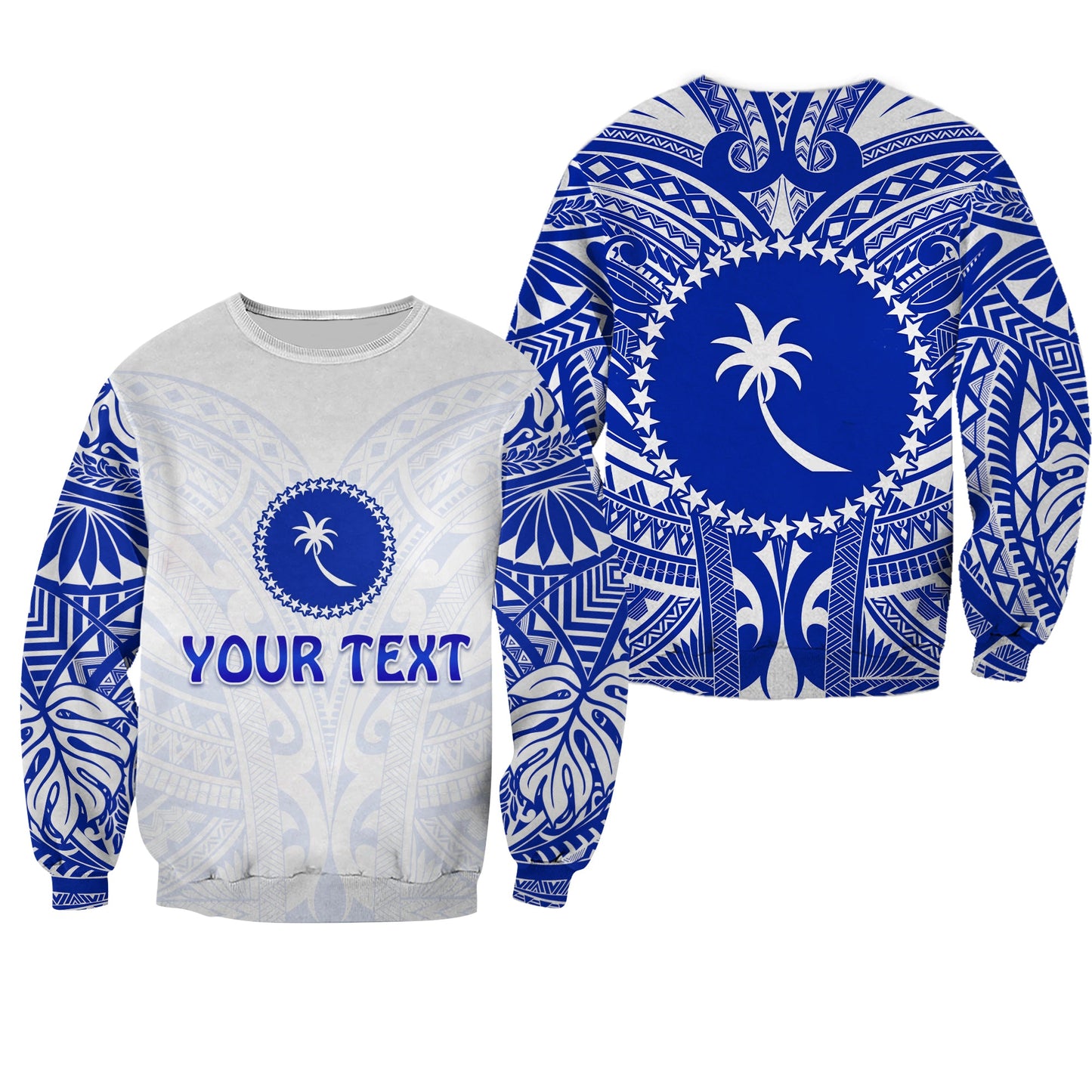 Custom Personalised Chuuk Sweatshirt Micronesia Simple Pattern White