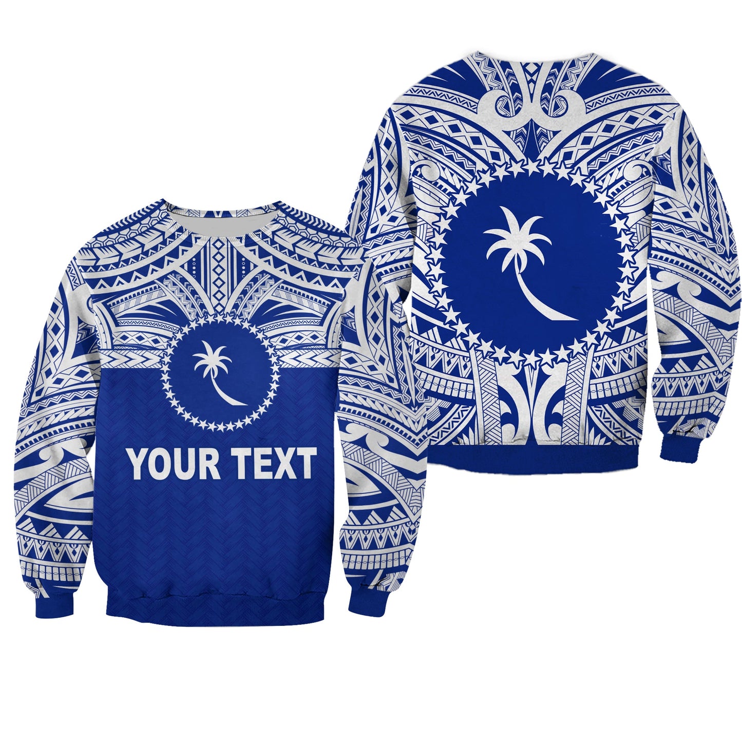 Custom Personalised Chuuk Flag Sweatshirt Micronesia Style Blue