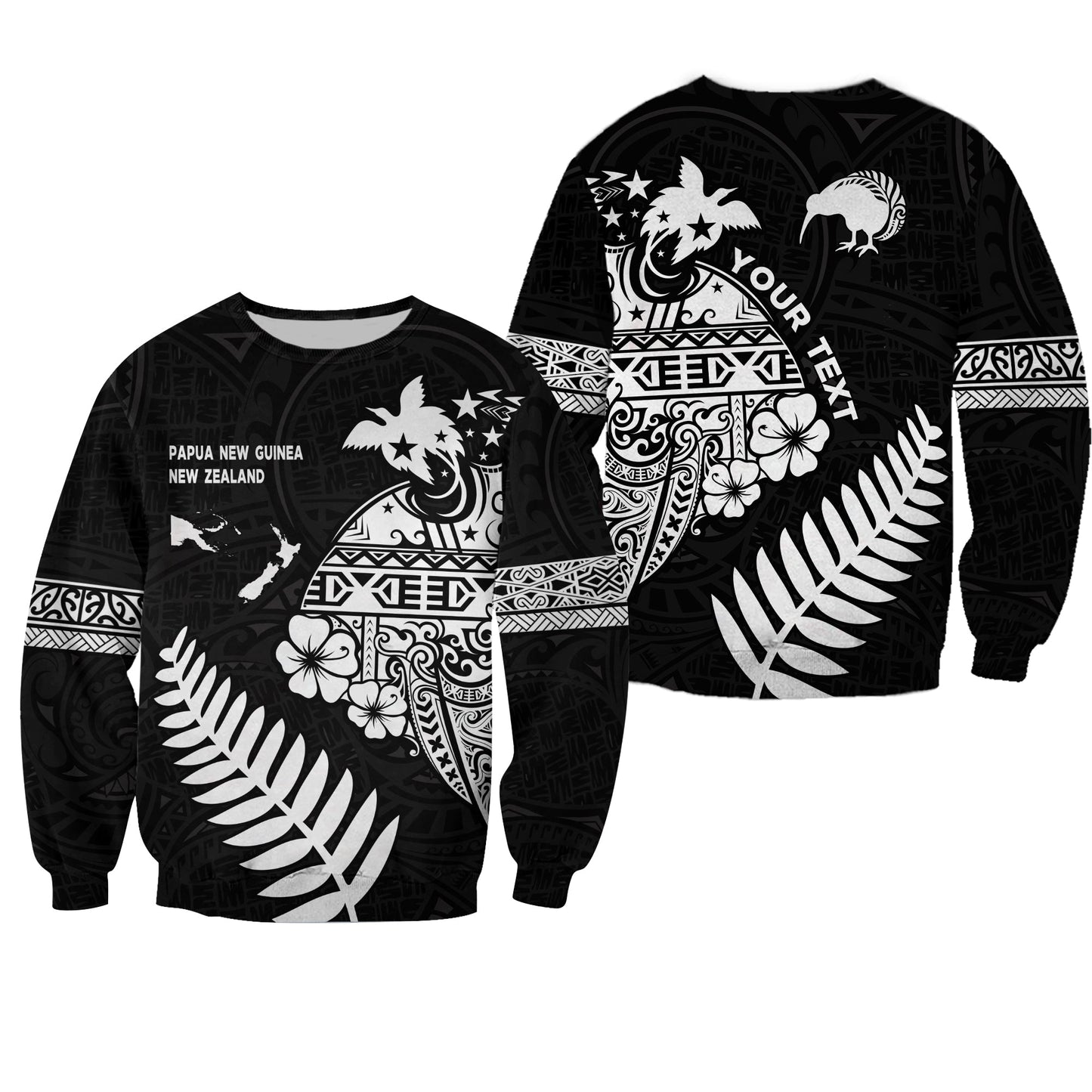 Custom Personalised Papua New Guinea and New Zealand Sweatshirt Maori Polynesian