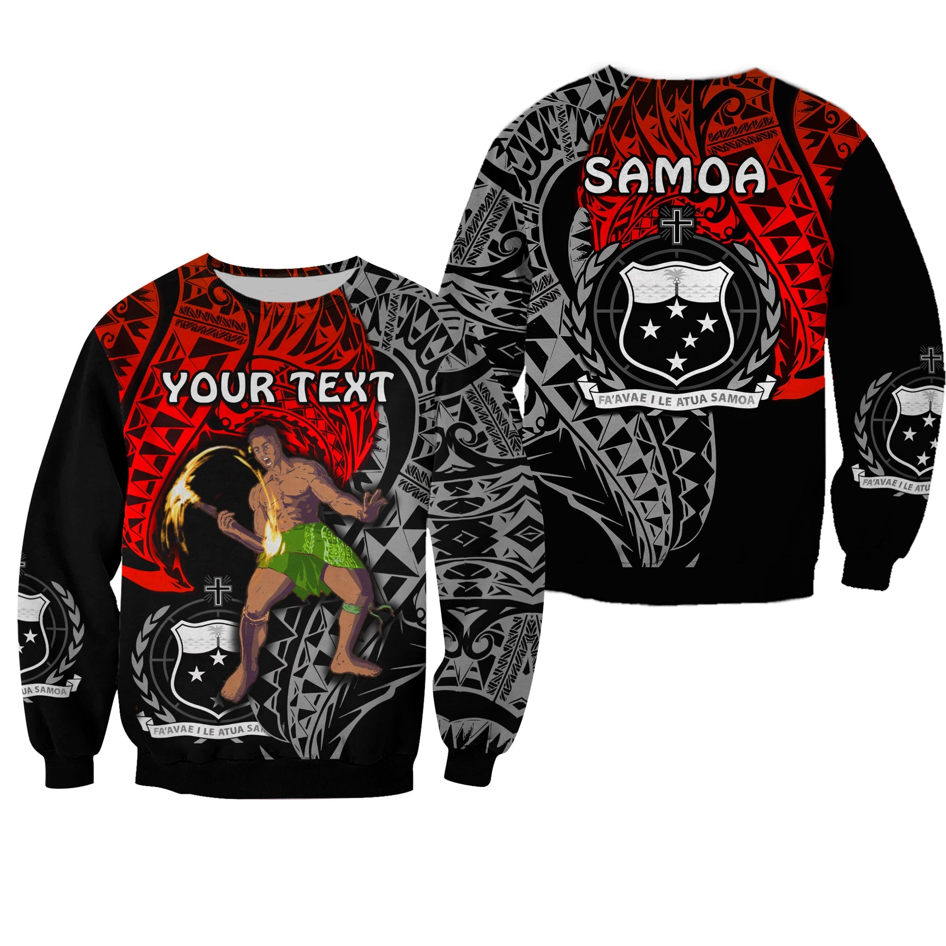 Custom Personalised Siva Samoa Sweatshirt Samoan Dance Mix Red Polynesian