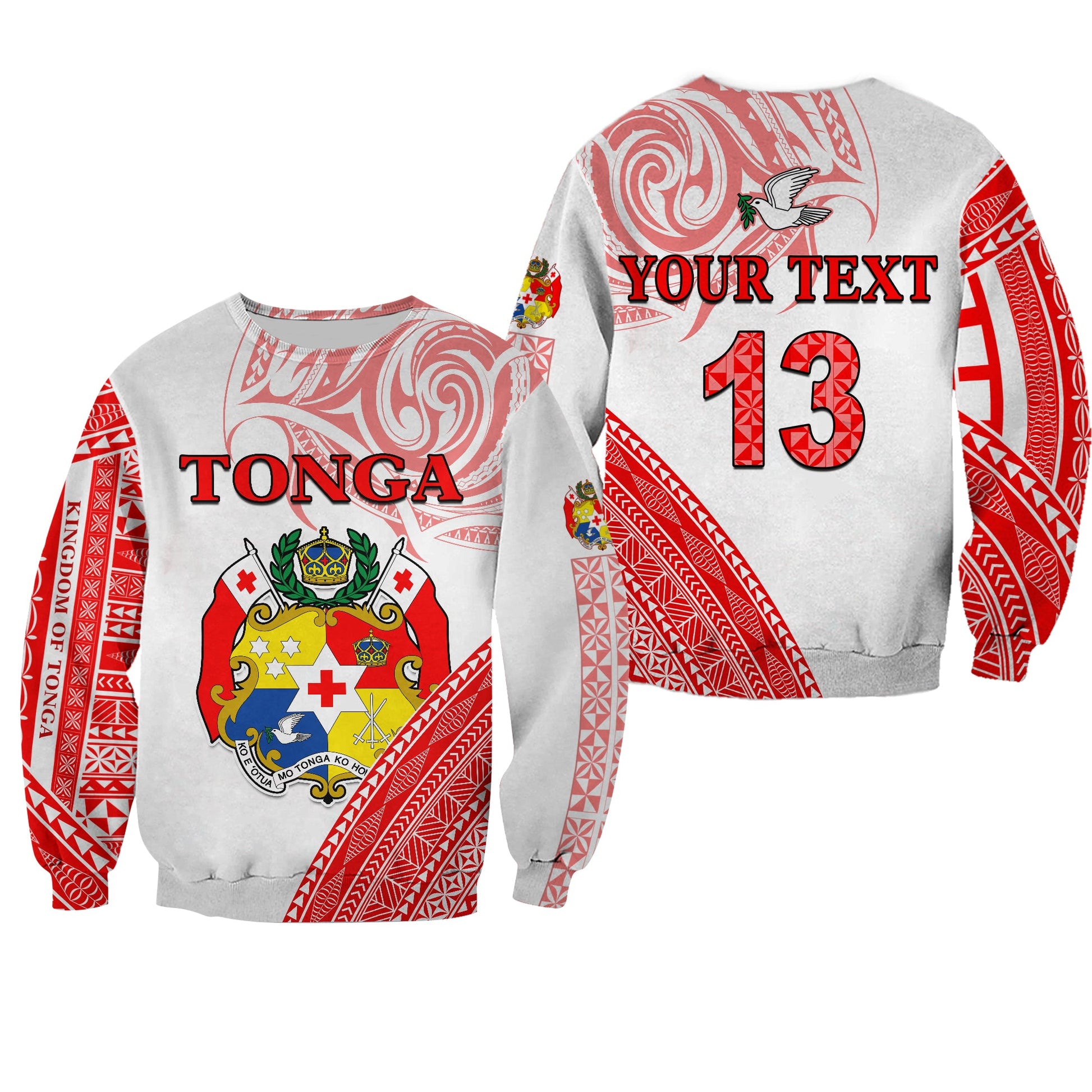 Custom Text and Number Tonga Sweatshirt Tongan Pattern Blithesome