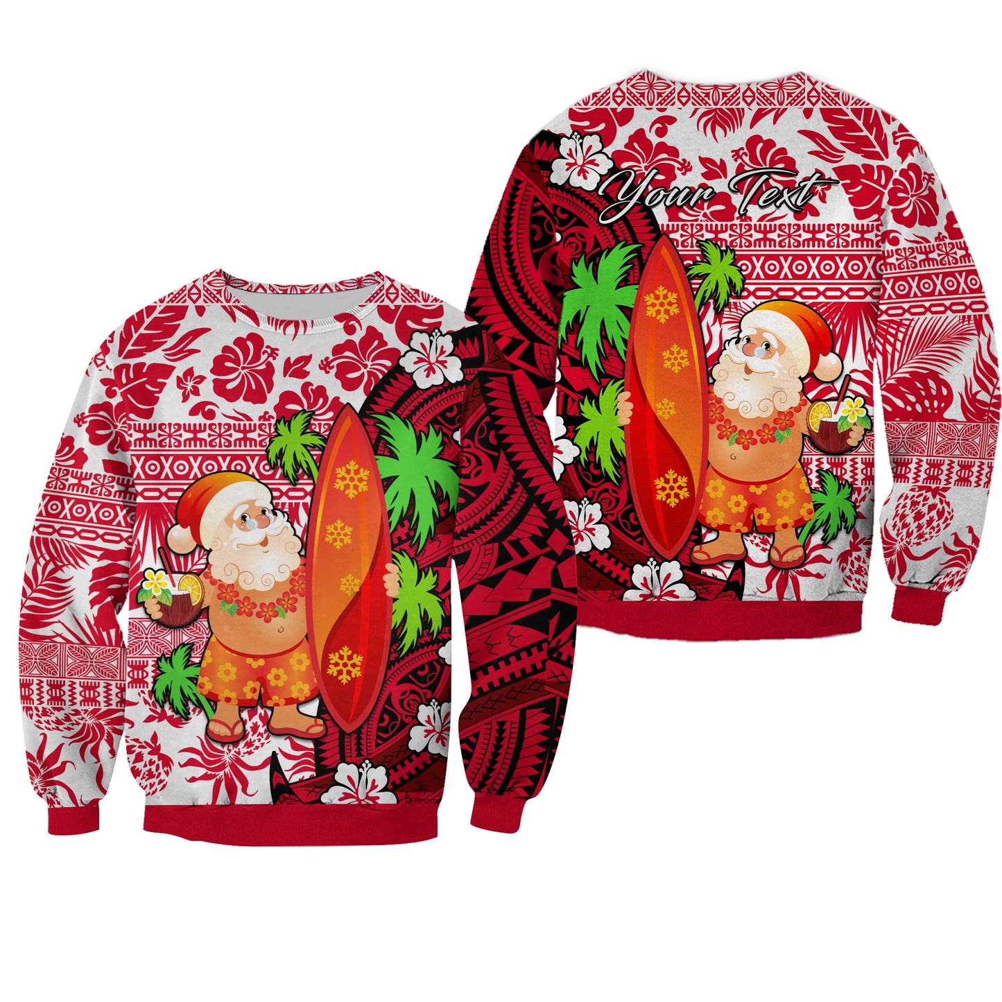 Custom Personalised Mele Kalikimaka Sweatshirt Christmas Hawaii with Santa Claus
