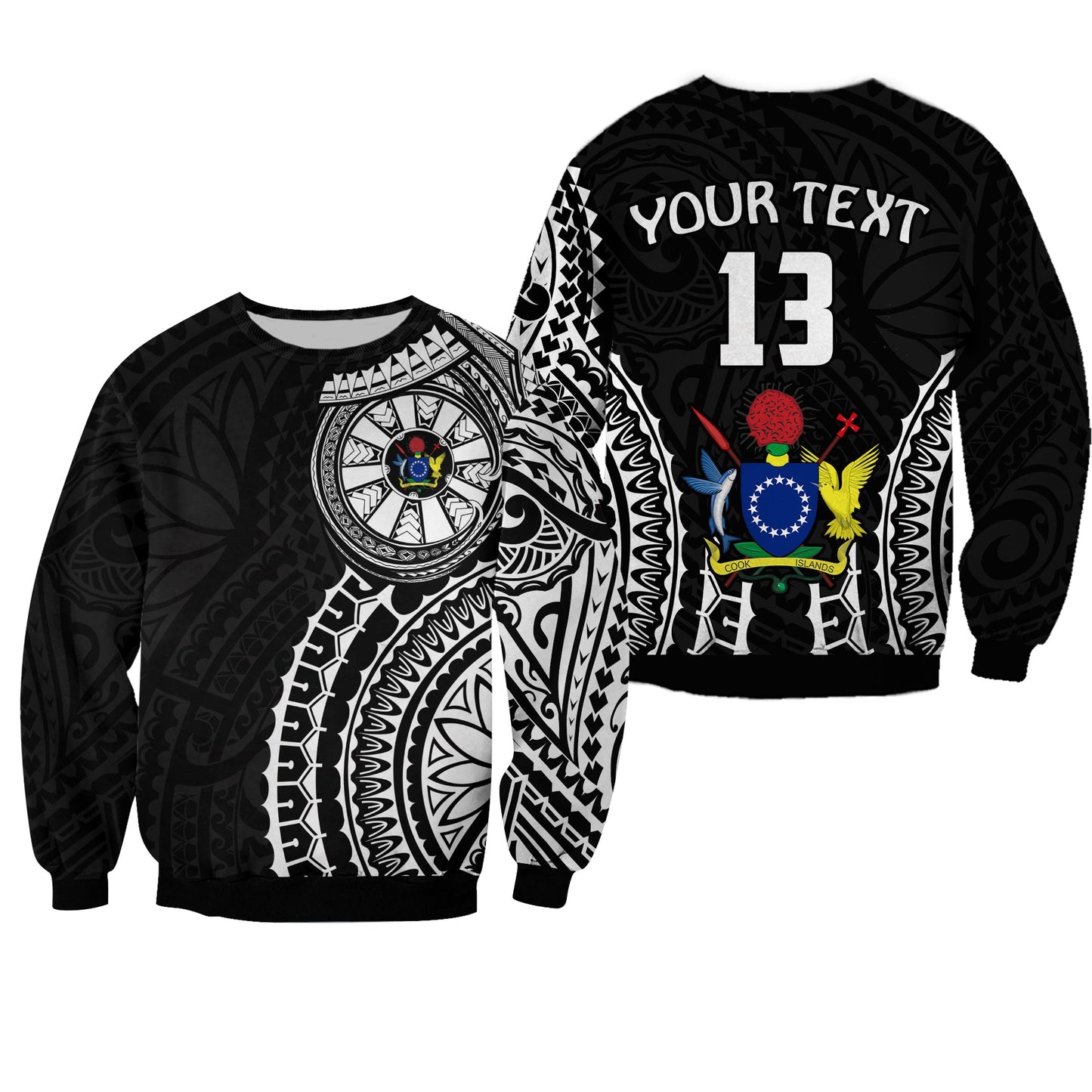Custom Text and Number Cook Islands Sweatshirt Polynesian Cultural The Best For You