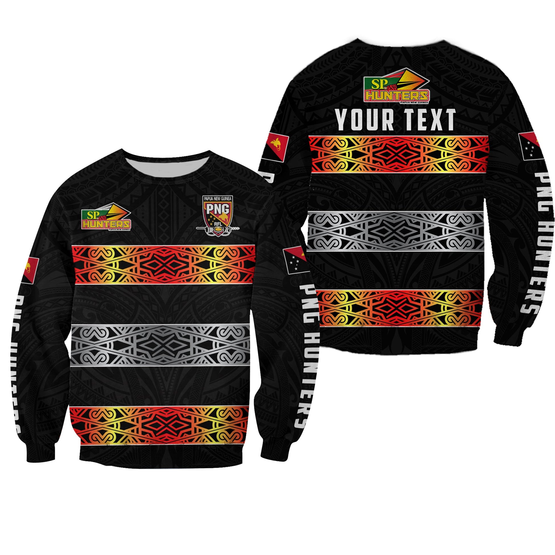 Custom Personalised The Hunters PNG Sweatshirt Papua New Guinea Hunters Rugby
