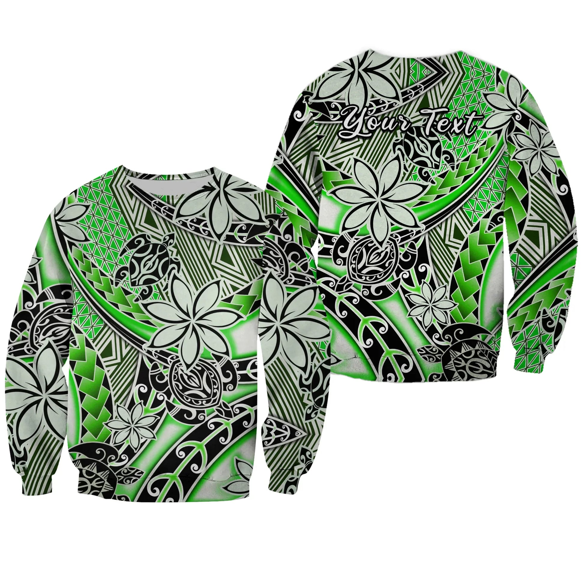 Custom Personalised Hawaii Sweatshirt Tribal Plumeria With Polynesian Turtle Ver.01