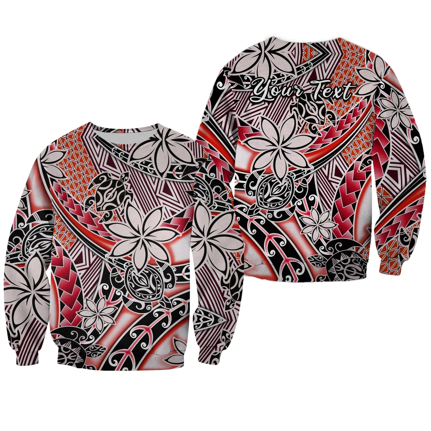 Custom Personalised Hawaii Sweatshirt Tribal Plumeria With Polynesian Turtle Ver.03