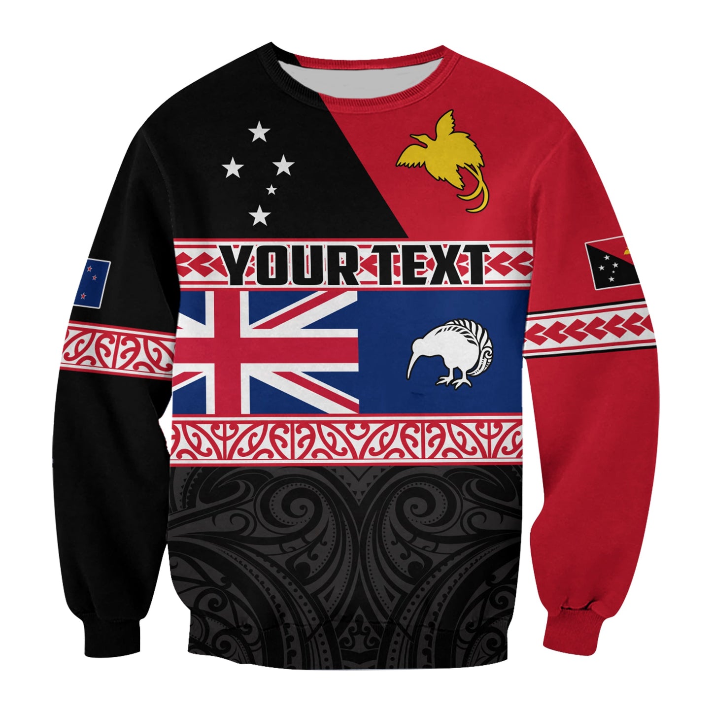 Custom Personalised Papua New Guinea and New Zealand Sweatshirt Maori PNG and NZ
