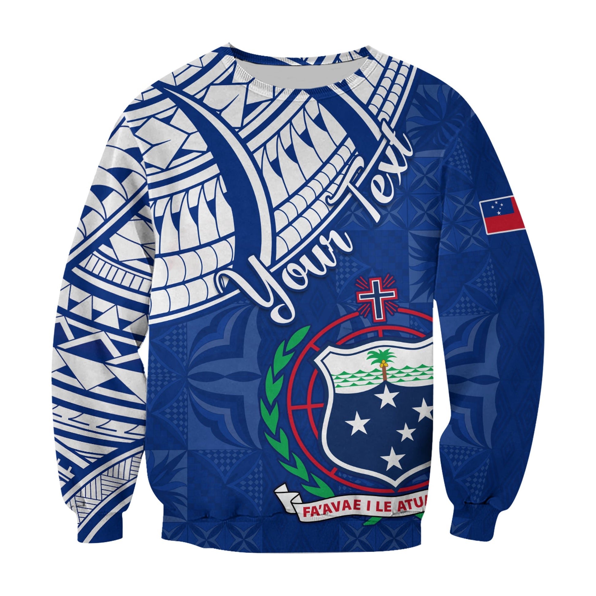 Custom Personalised Samoa Siapo Sweatshirt Sporty Mix Barkcloth Panel