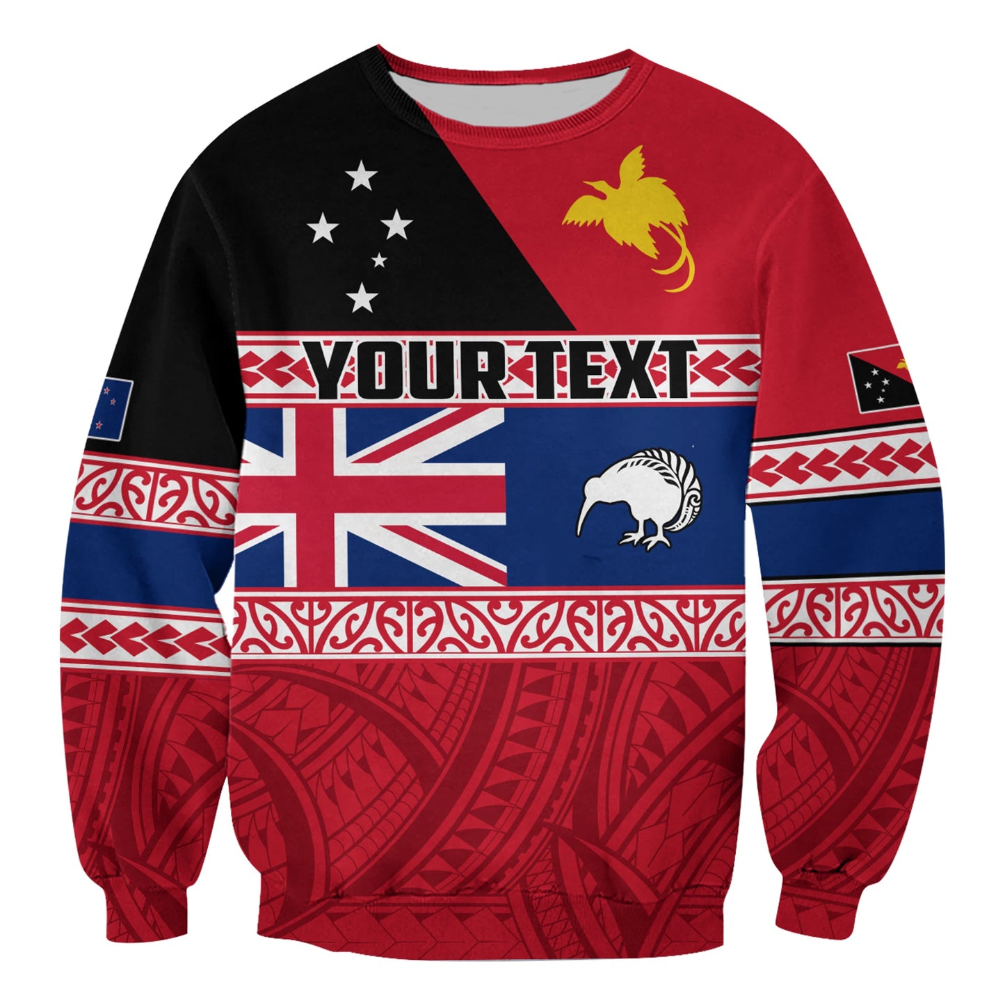 Custom Personalised Papua New Guinea and New Zealand Sweatshirt Polynesian PNG and NZ