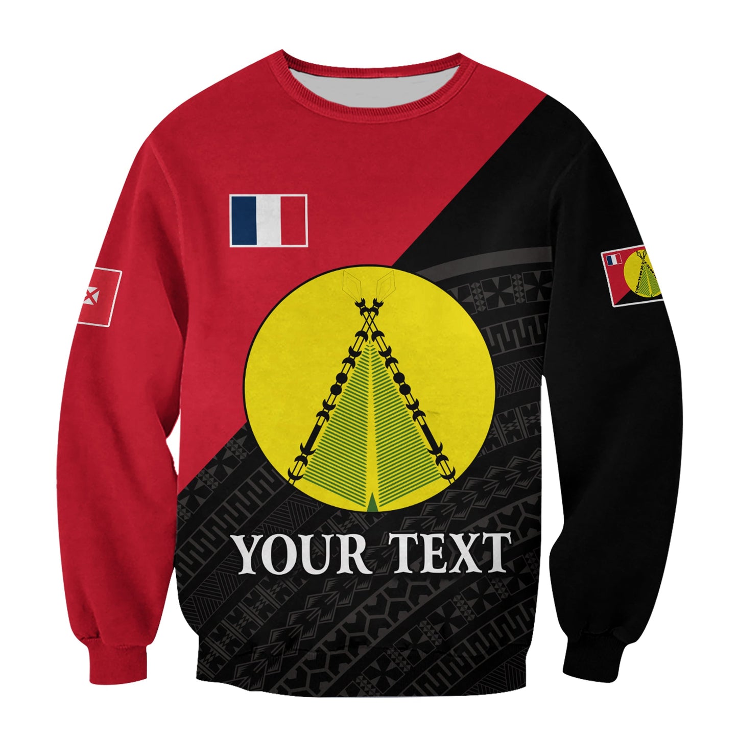 Custom Personalised Sigave Chiefdom Wallis et Futuna Sweatshirt Polynesian Pattern and Flag