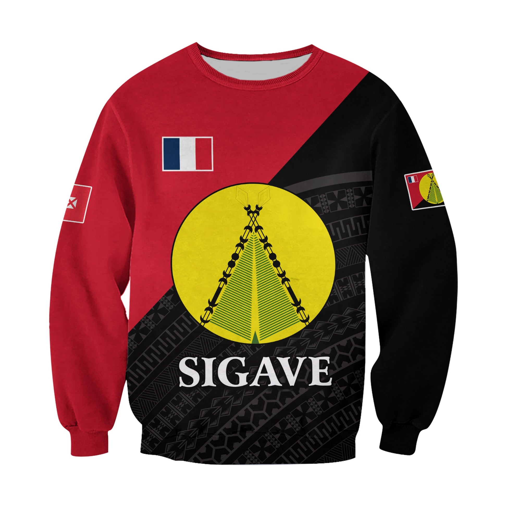 Sigave Chiefdom Wallis et Futuna Sweatshirt Polynesian Pattern and Flag