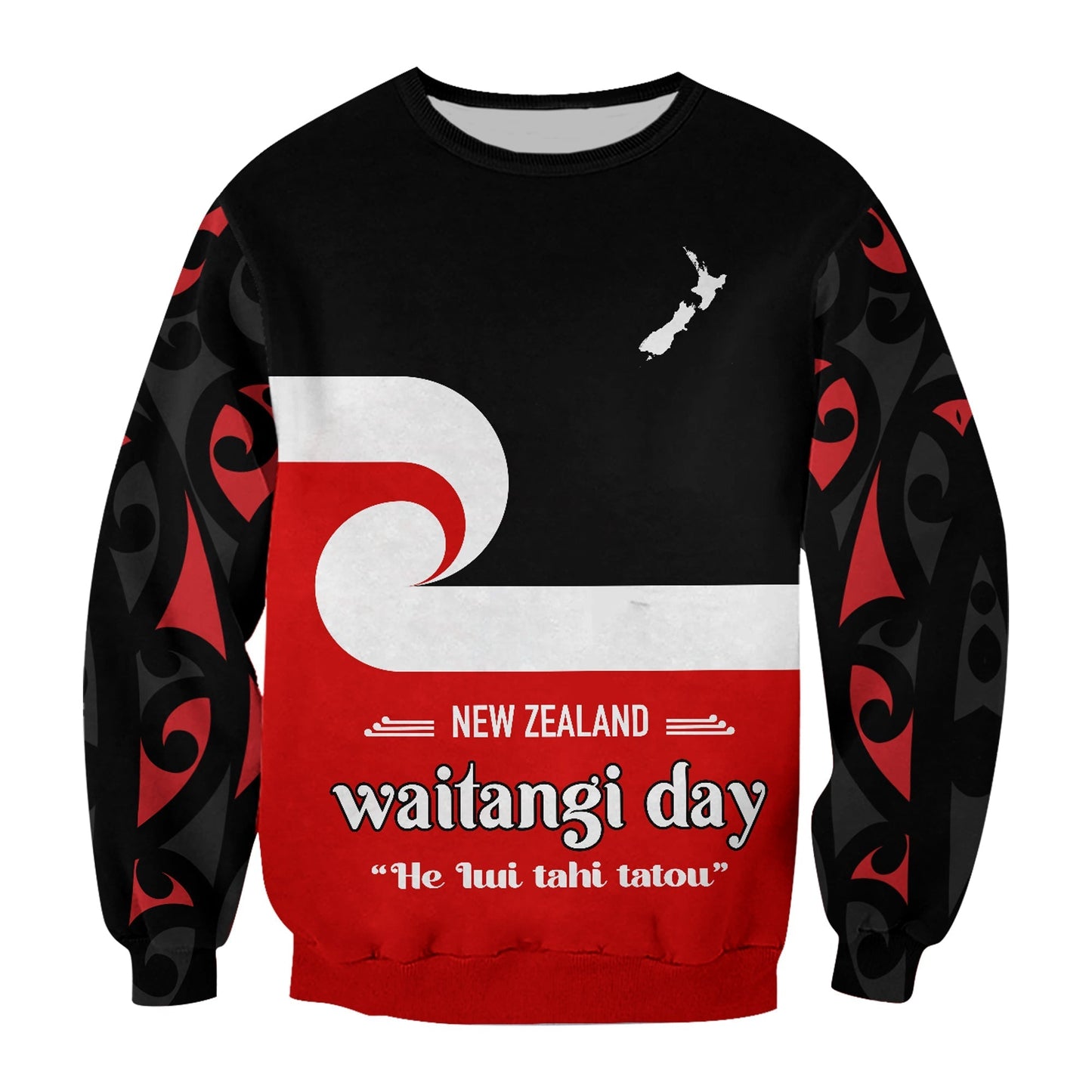 Waitangi Day Sweatshirt Maori Fern and Tino Rangatiratanga Flag