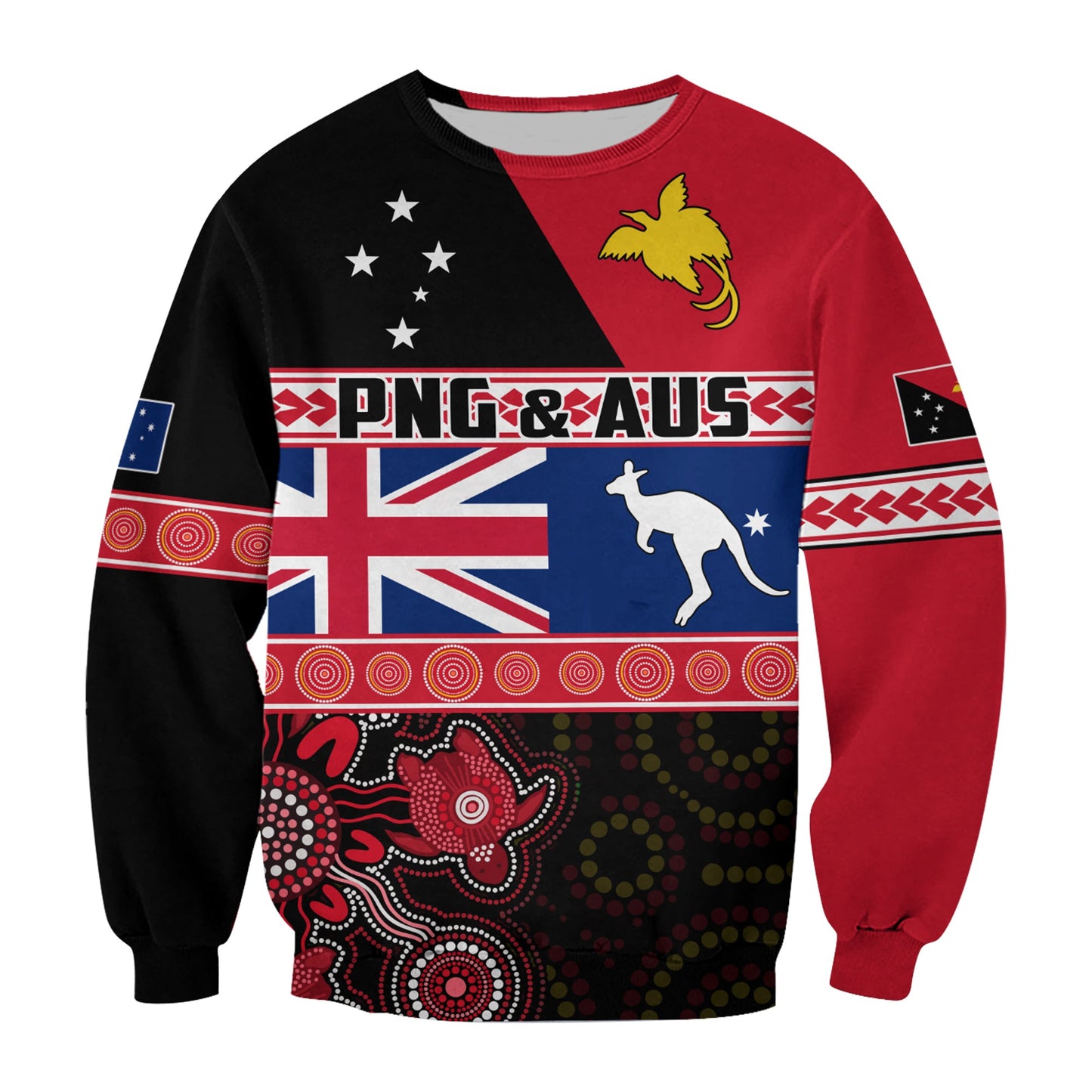 Papua New Guinea and Australia Sweatshirt Aboriginal PNG and AUS