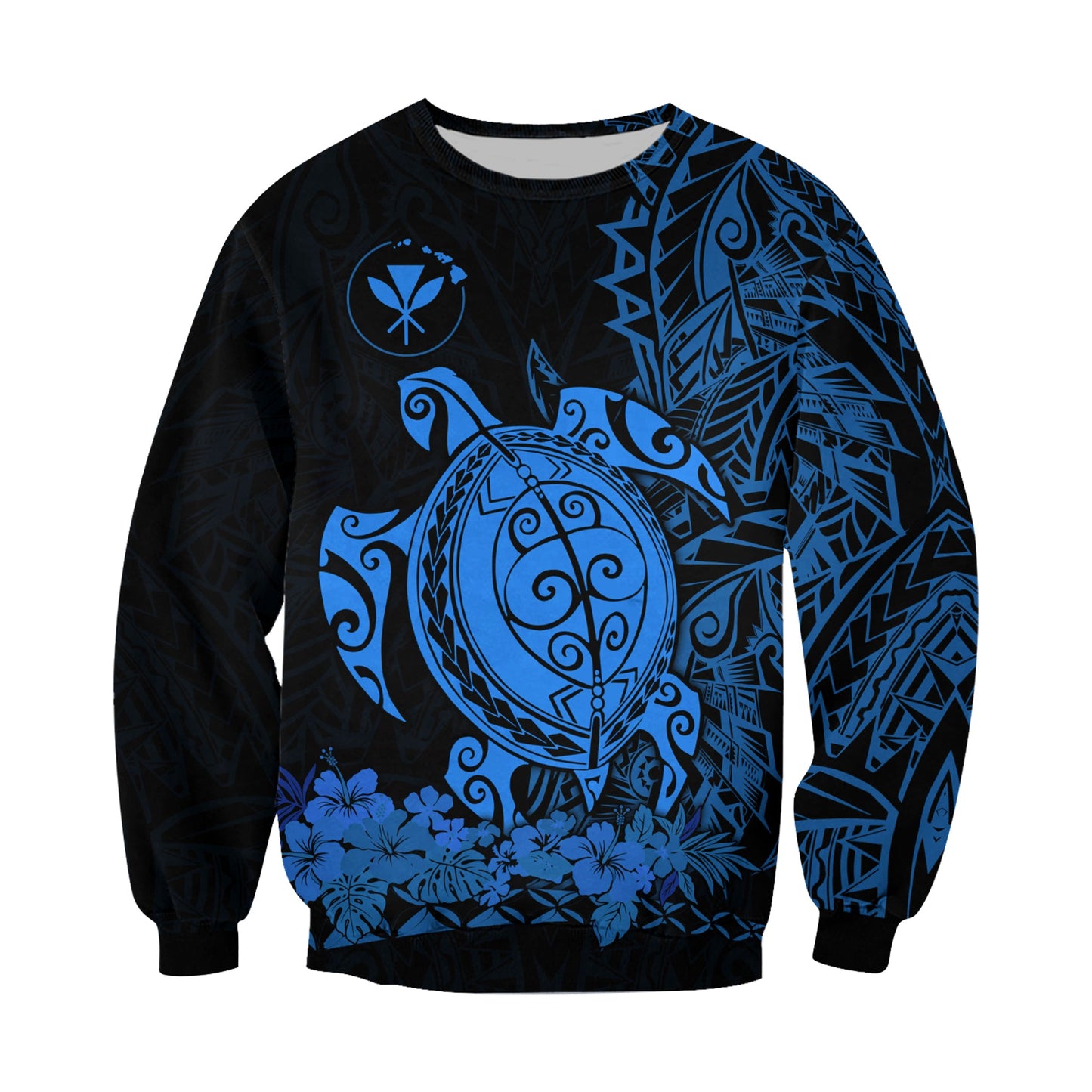 Hawaii Polynesian Sweatshirt Blue Sea Turtles Hawaiian