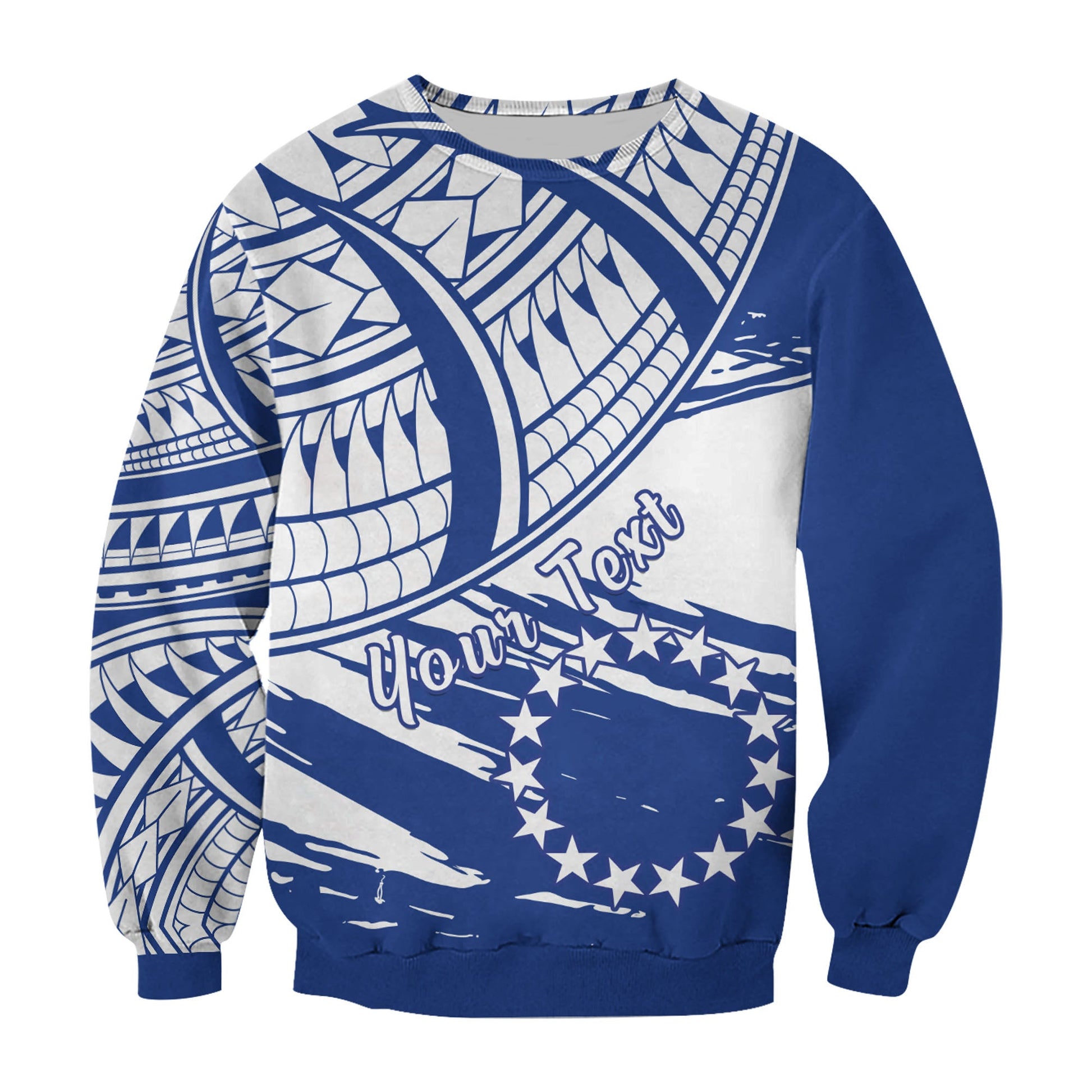 Custom Personalised Cook Islands Sweatshirt Flag Style Blue With Claw Pattern