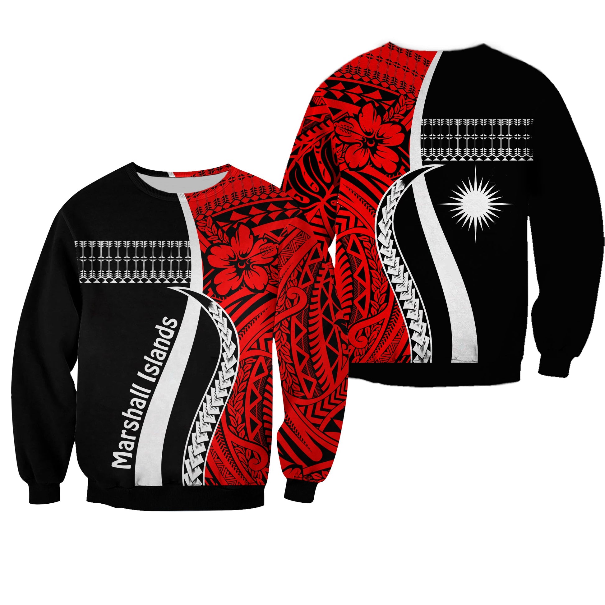 Marshall Islands Sweatshirt Simple Pattern Version Red
