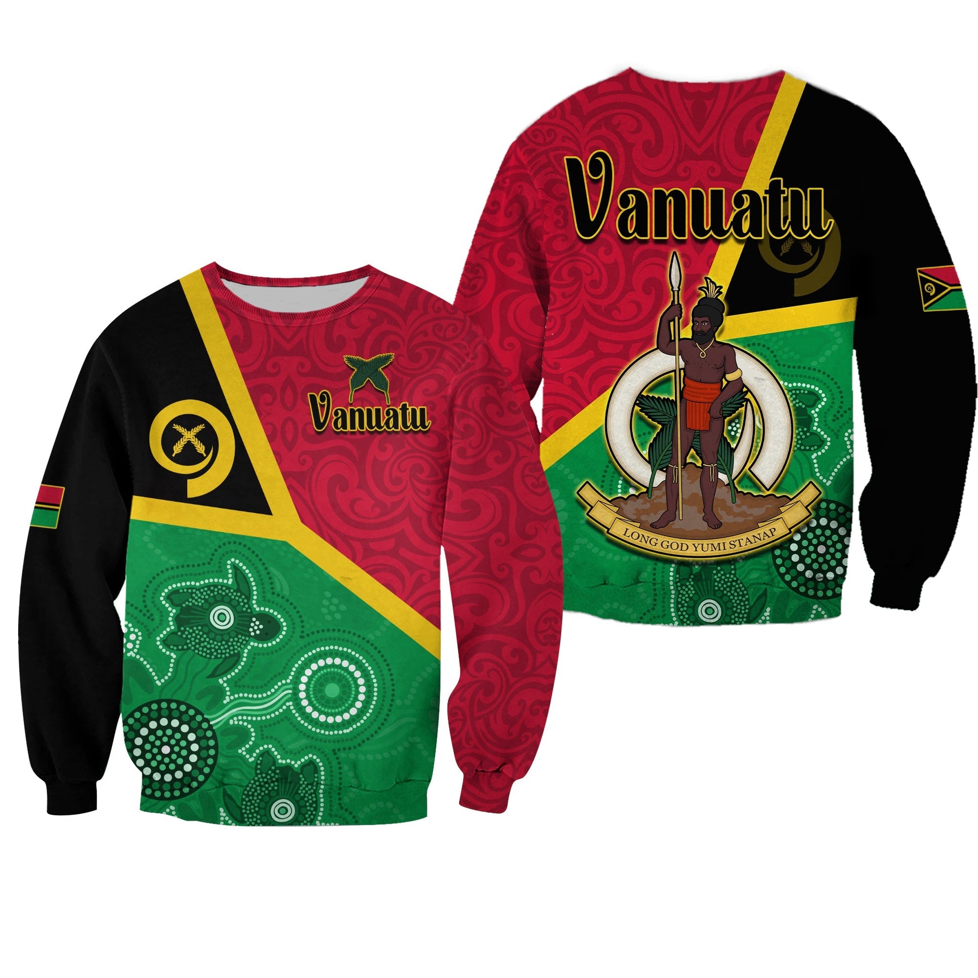 Vanuatu Sweatshirt Aboriginal Turtle Mix Sand Drawing