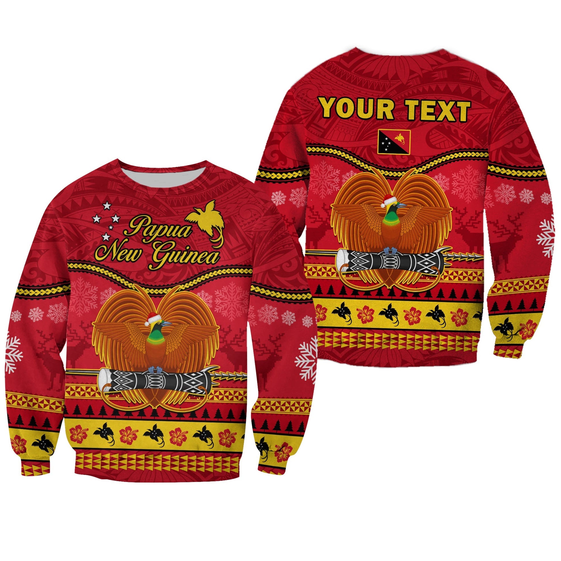 Custom Personalised Papua New Guinea Christmas Sweatshirt Bird Of Paradise Bikpela Hamamas Blong Dispela Krismas
