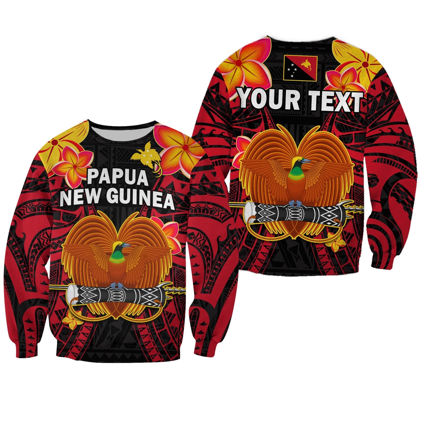 Custom Personalised Papua New Guinea Sweatshirt PNG Bird Of Paradise Polynesian Pattern