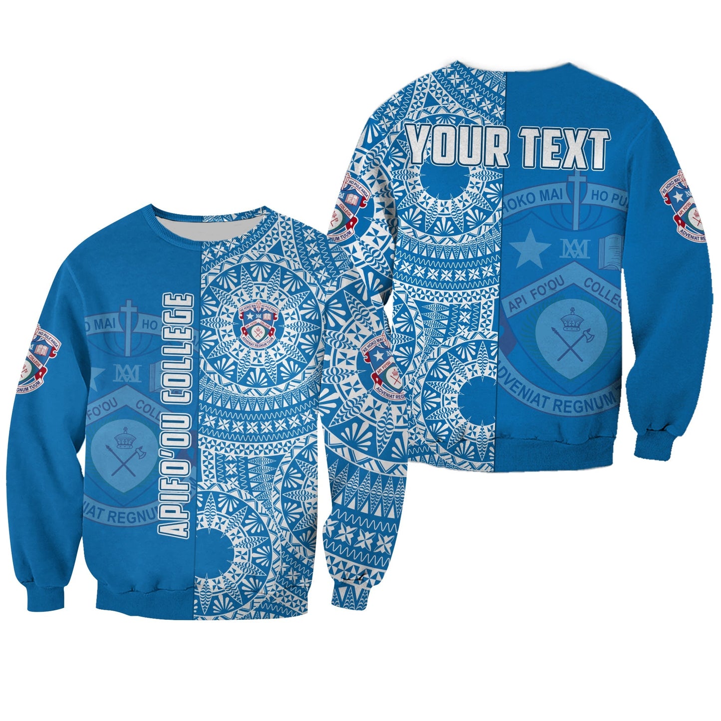 Custom Personalised Apifoou Tonga College Sweatshirt Tongan Ngatu Pattern