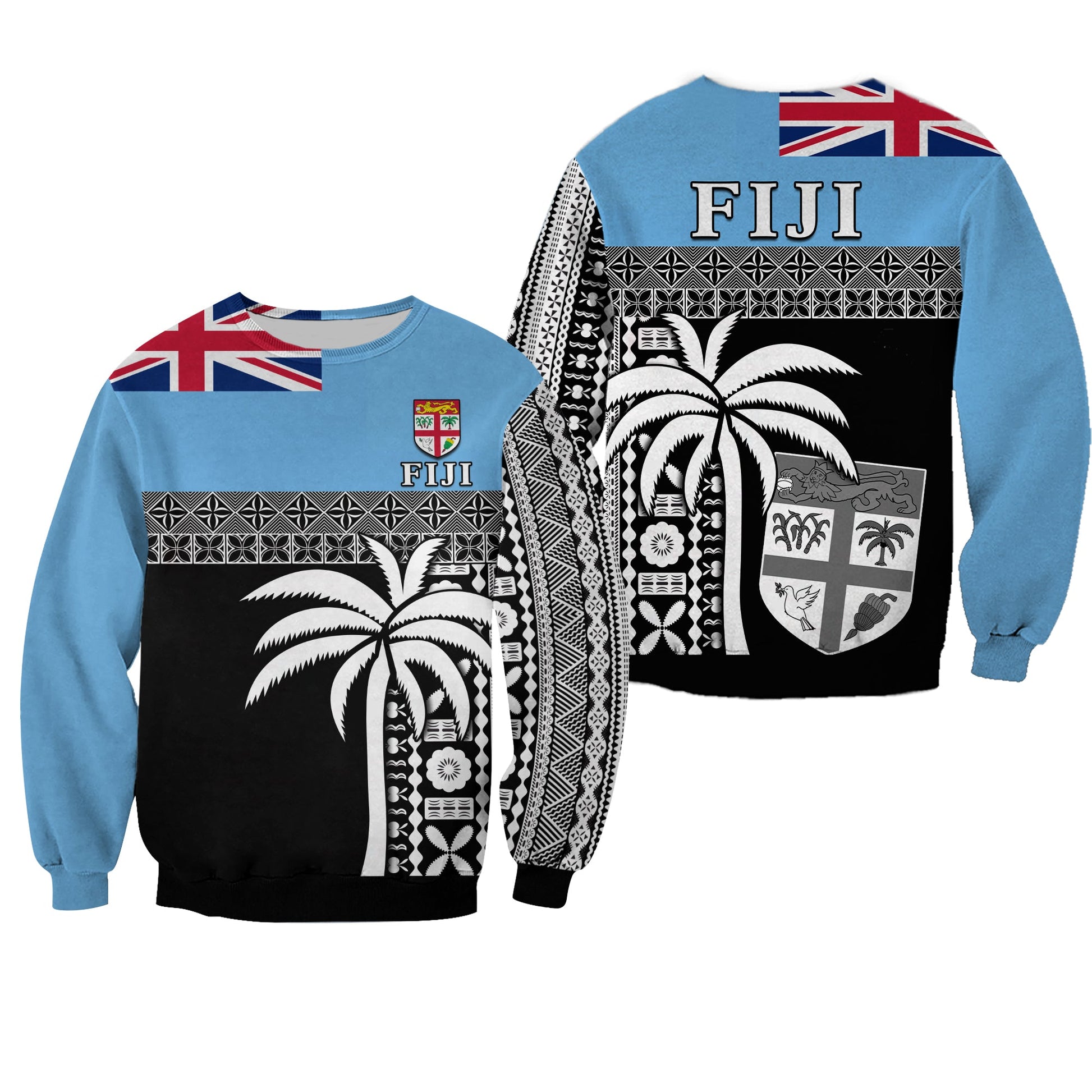 Fiji Tapa Pattern Sweatshirt Coconut Tree