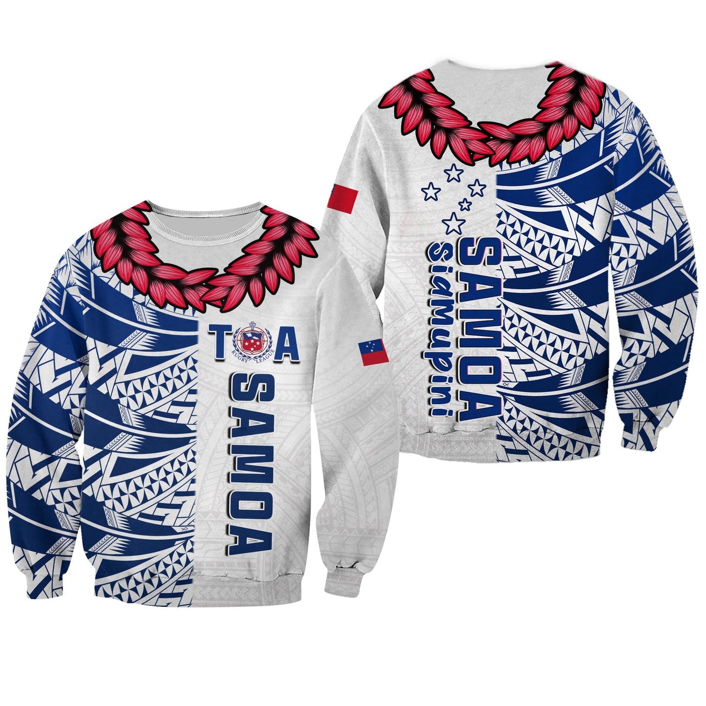 Toa Samoa Rugby Sweatshirt Siamupini Ula Fala White