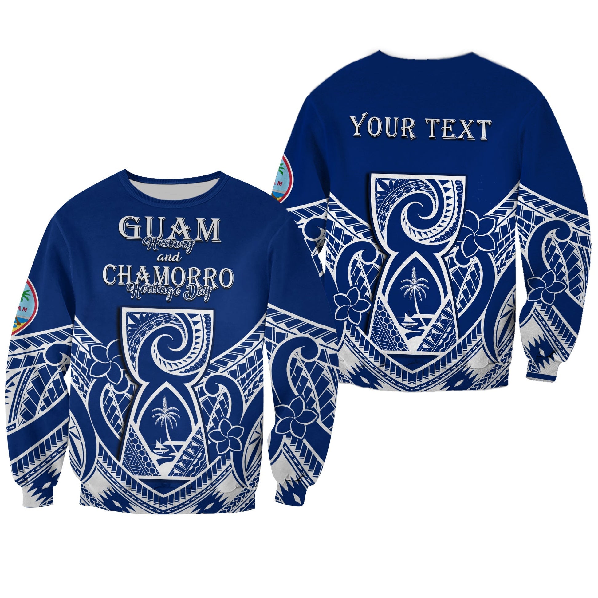 Custom Personalised Guam History and Chamorro Heritage Day Sweatshirt Latte Stone Polynesian