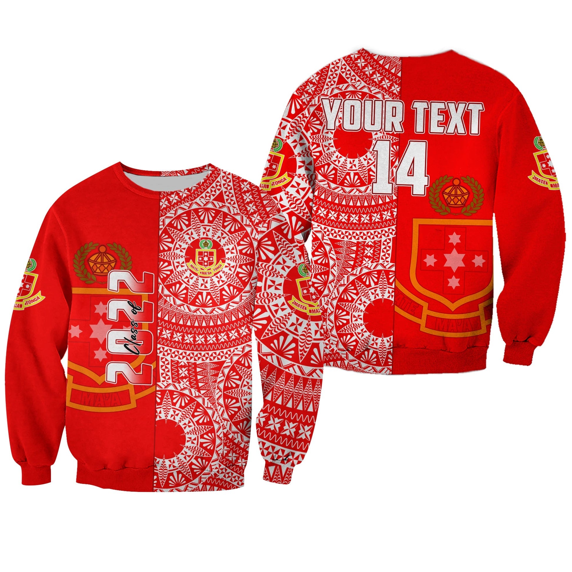 Custom Text And Number Kolisi Tonga High School Sweatshirt Class Of Year Tongan Ngatu Pattern